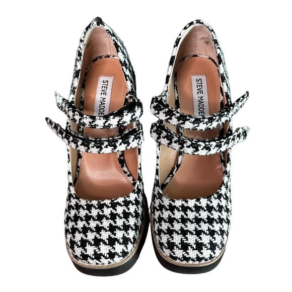 Steve Madden | Black and White Tweed Houndstooth Twice Mary Jane Pump Size 7 - Picture 4 of 10